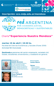 Flyer charla Nuestra Mendoza FCEyS UNMDP